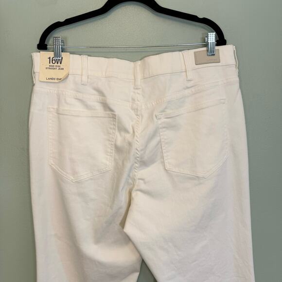 Lands End Jeans Womens 16 White Denim High Rise Straight Leg Ankle Stretch NEW - Picture 8 of 12